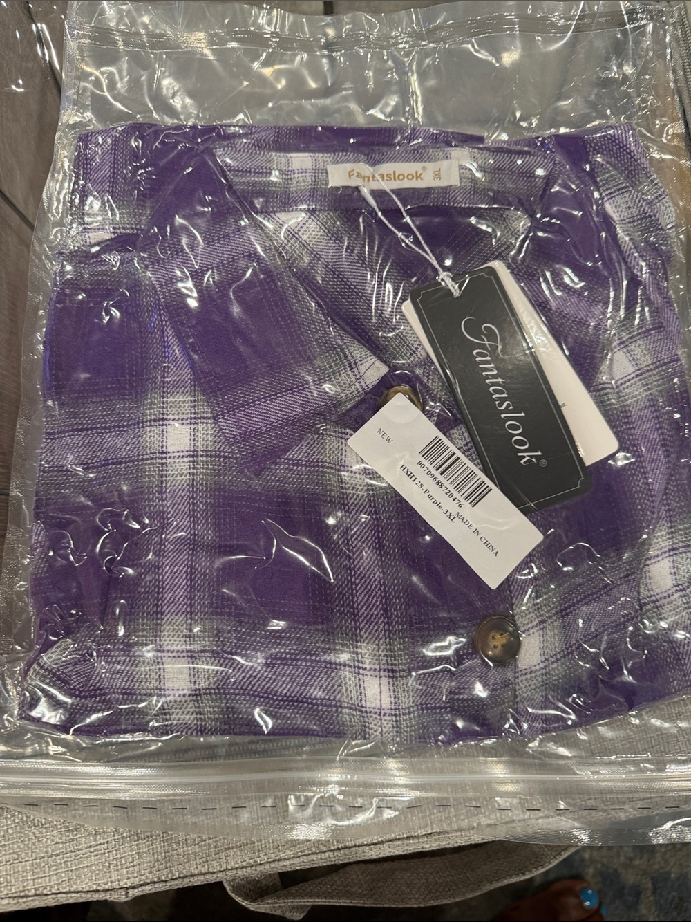 Fantaslook Purple Plaid Button-Down Shirt
